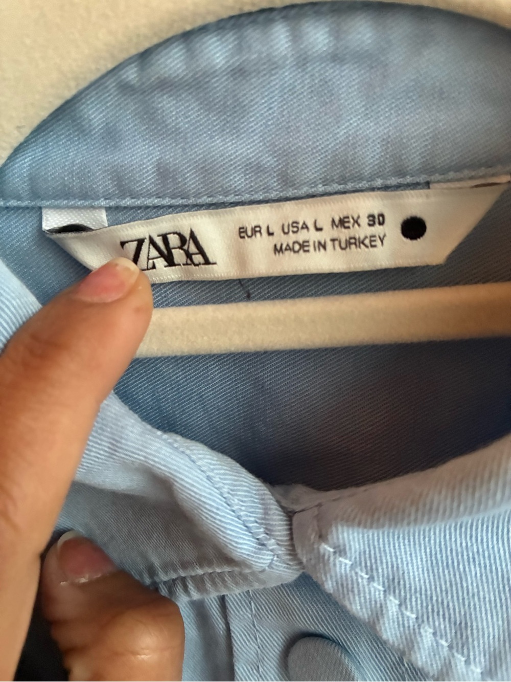 Zara Cropped Snap-Front Overshirt Jacket Powder Blue Size L - Picture 3 of 6